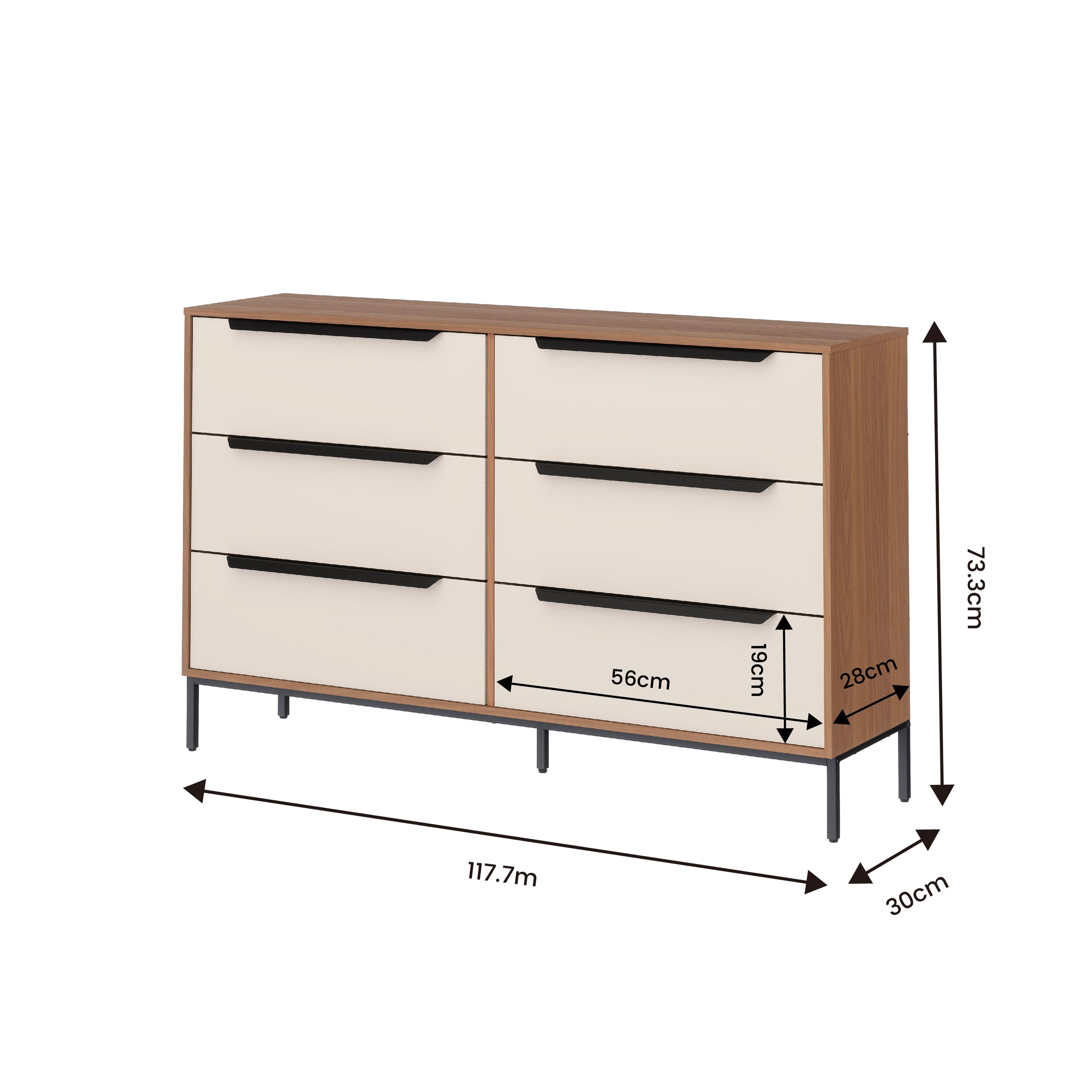 Comoda Ancha de 6 Cajones Madera MDF-2