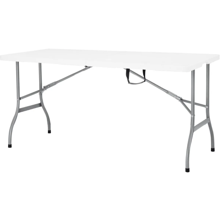 Mesa Plegable Portátil 180x74 cm Blanca-0