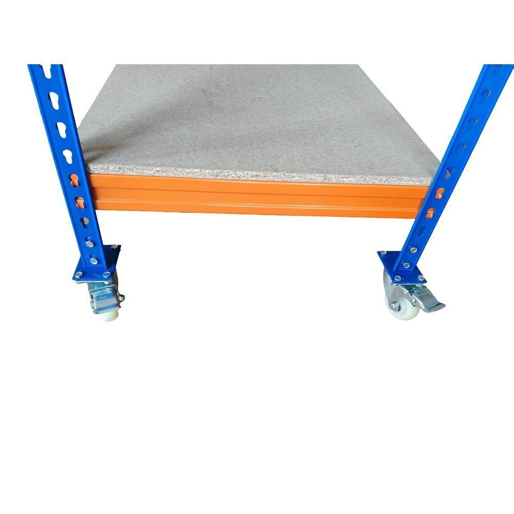 Mesa de Trabajo Metálica con Ruedas - 2 Niveles Reforzados-2