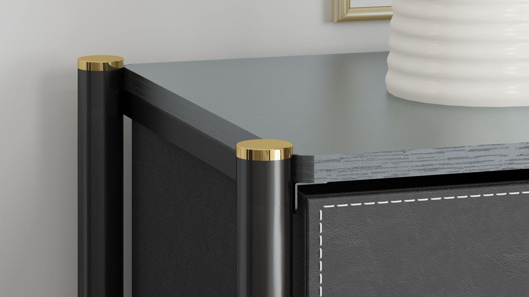 Cajonera Comoda 4 Cajones Estructura Metalica Negro-1