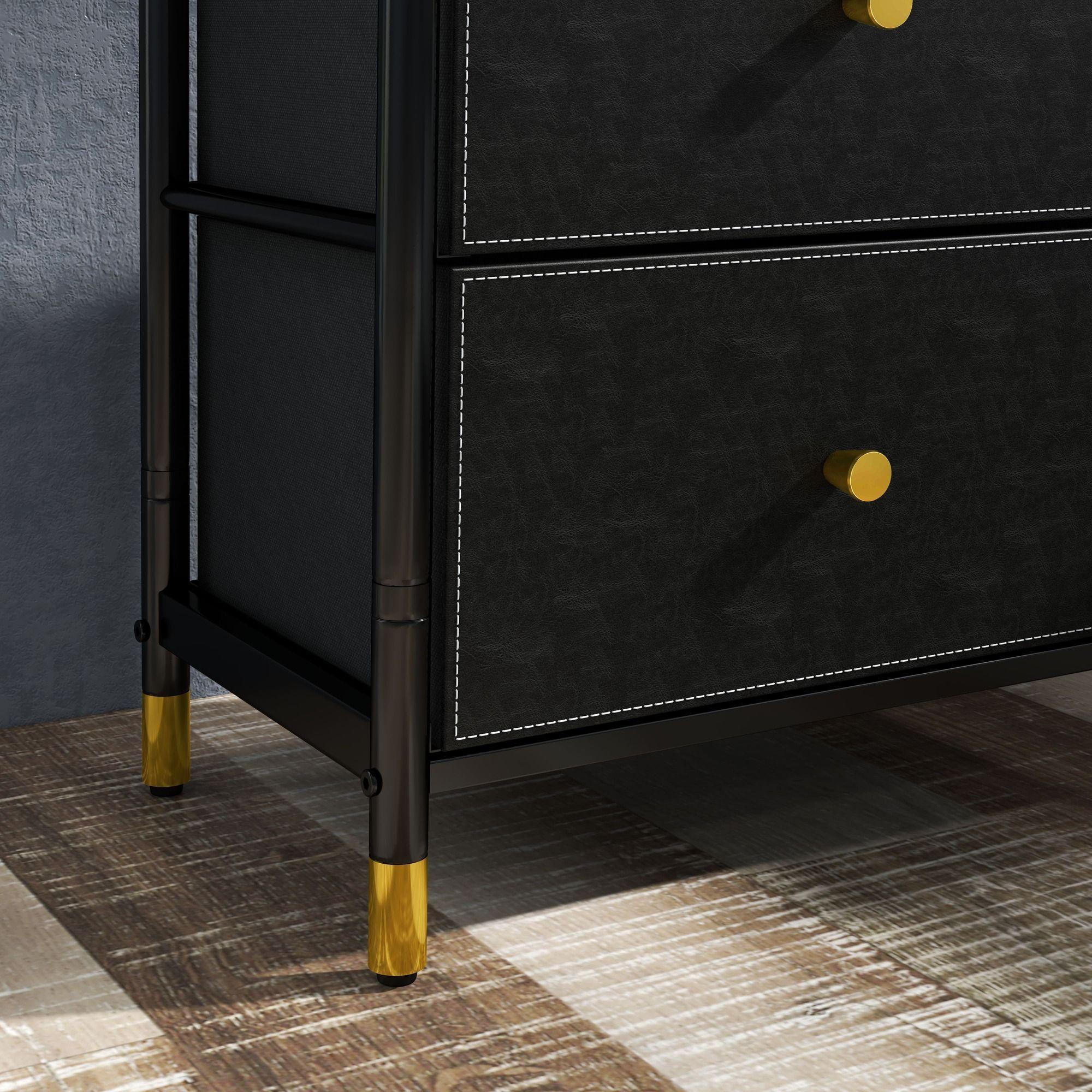 Cajonera Comoda 4 Cajones Estructura Metalica Negro-2