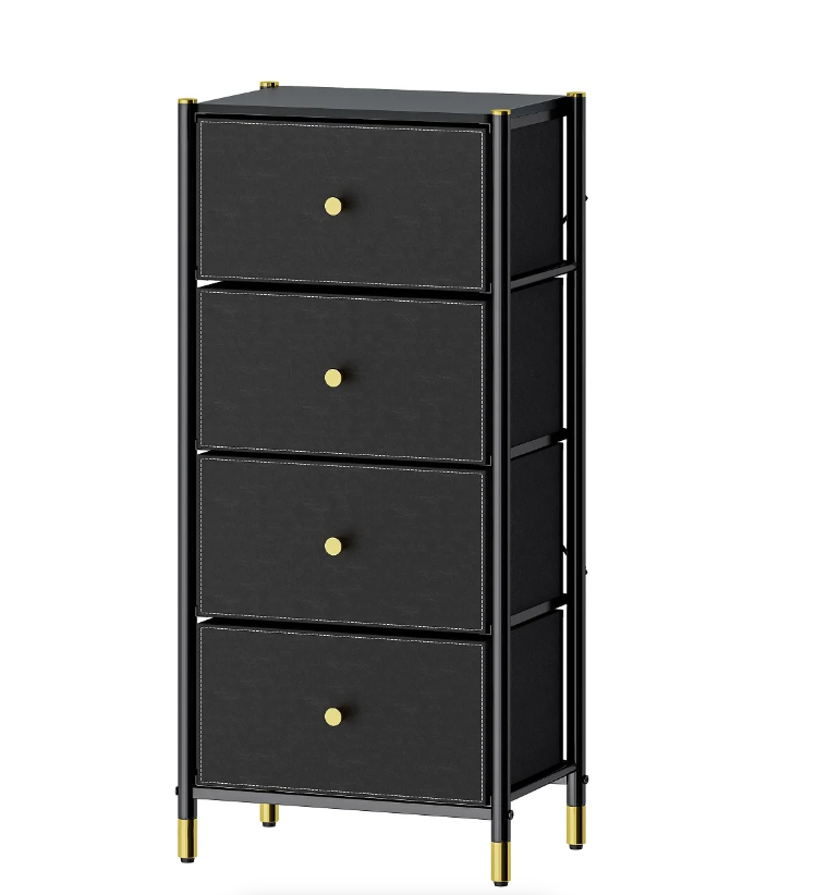 Cajonera Comoda 4 Cajones Estructura Metalica Negro-0