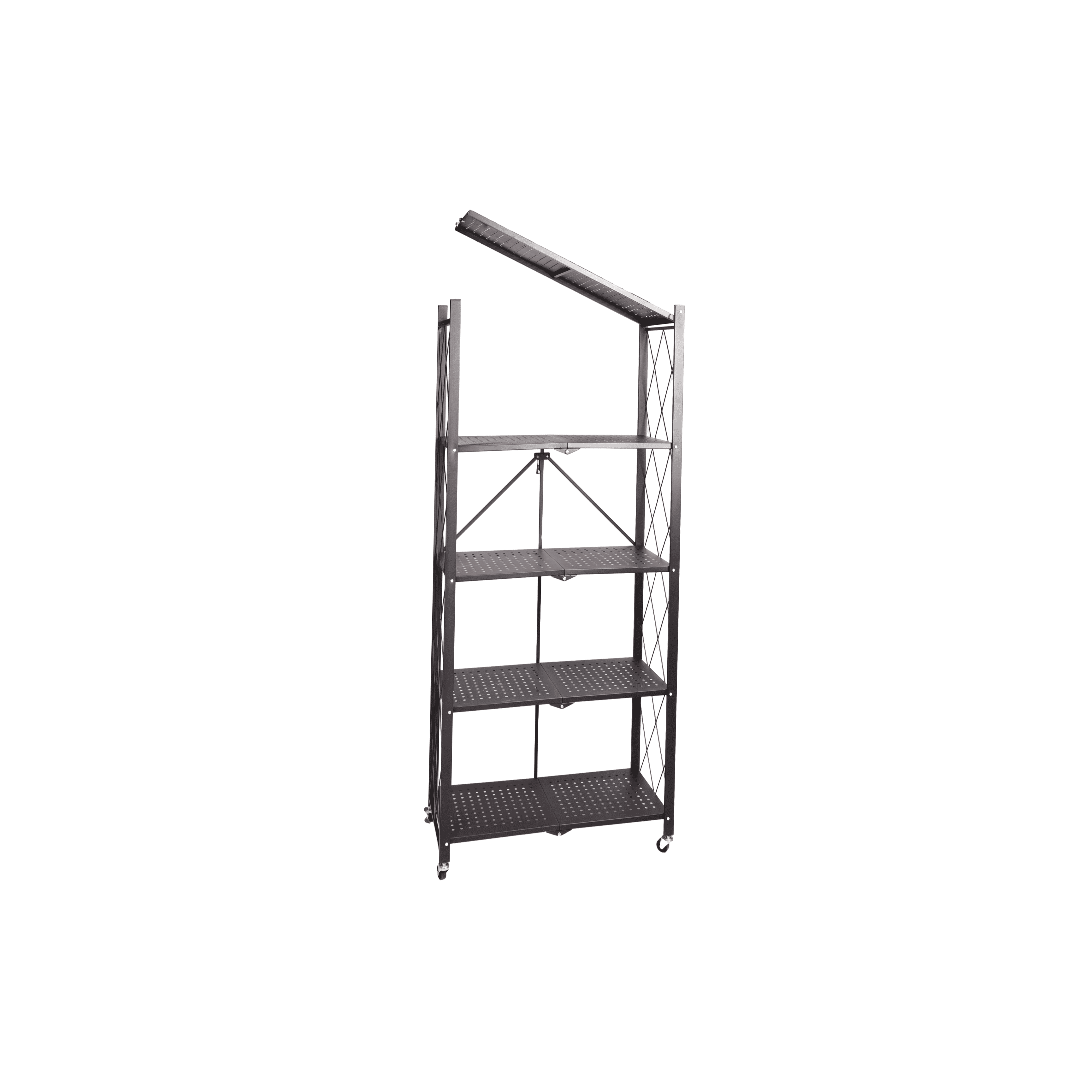 Rack plegable de acero con ruedas y 5 niveles-2