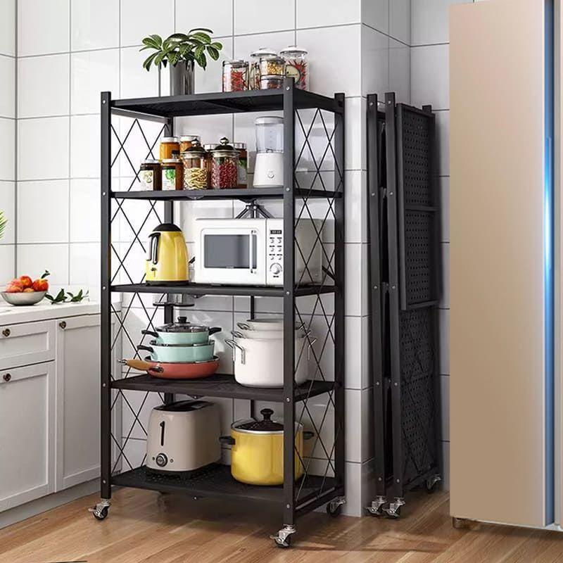 Estante plegable de acero con ruedas y 5 niveles-1