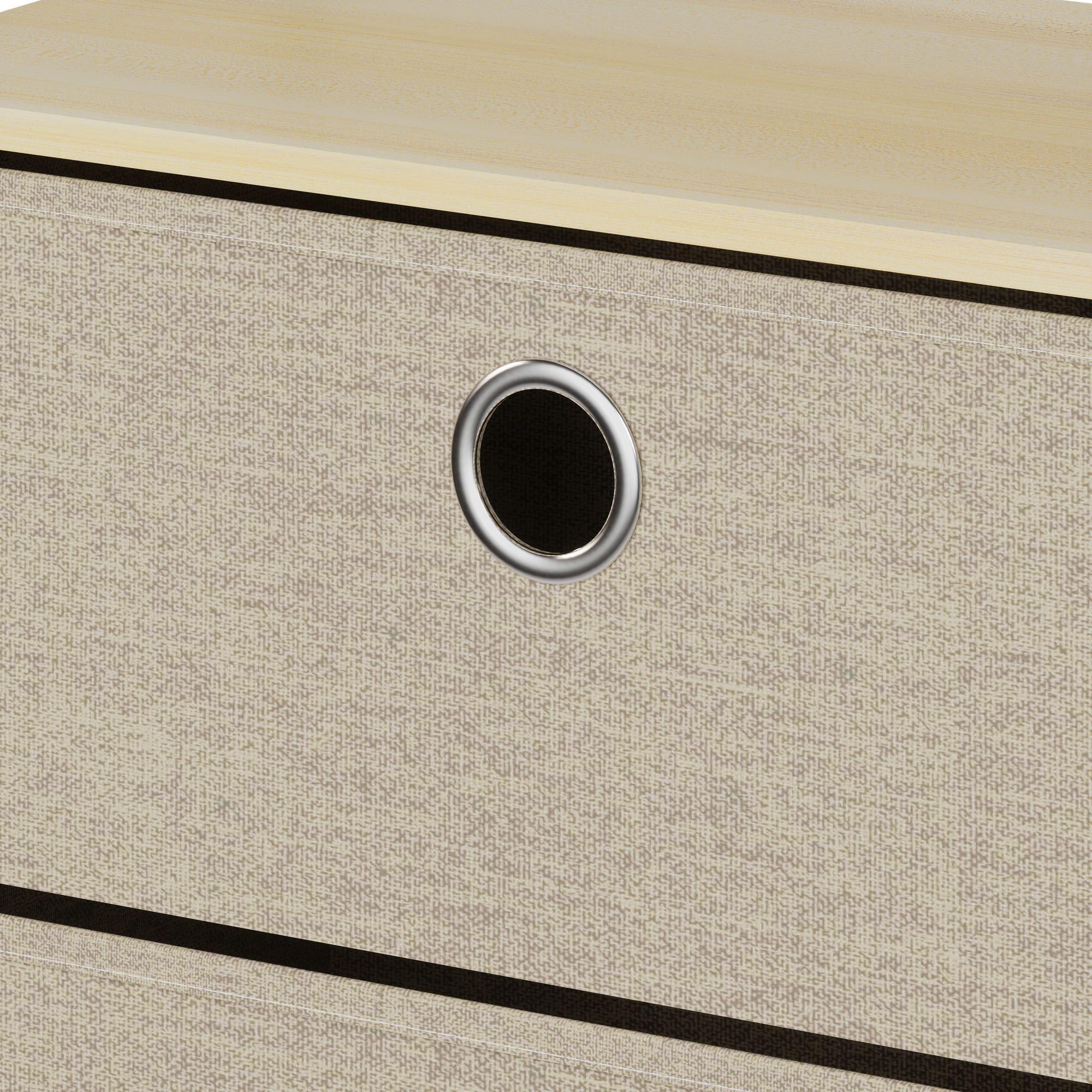Comoda de 2 Cajones Metalica Beige Lino MDF-2