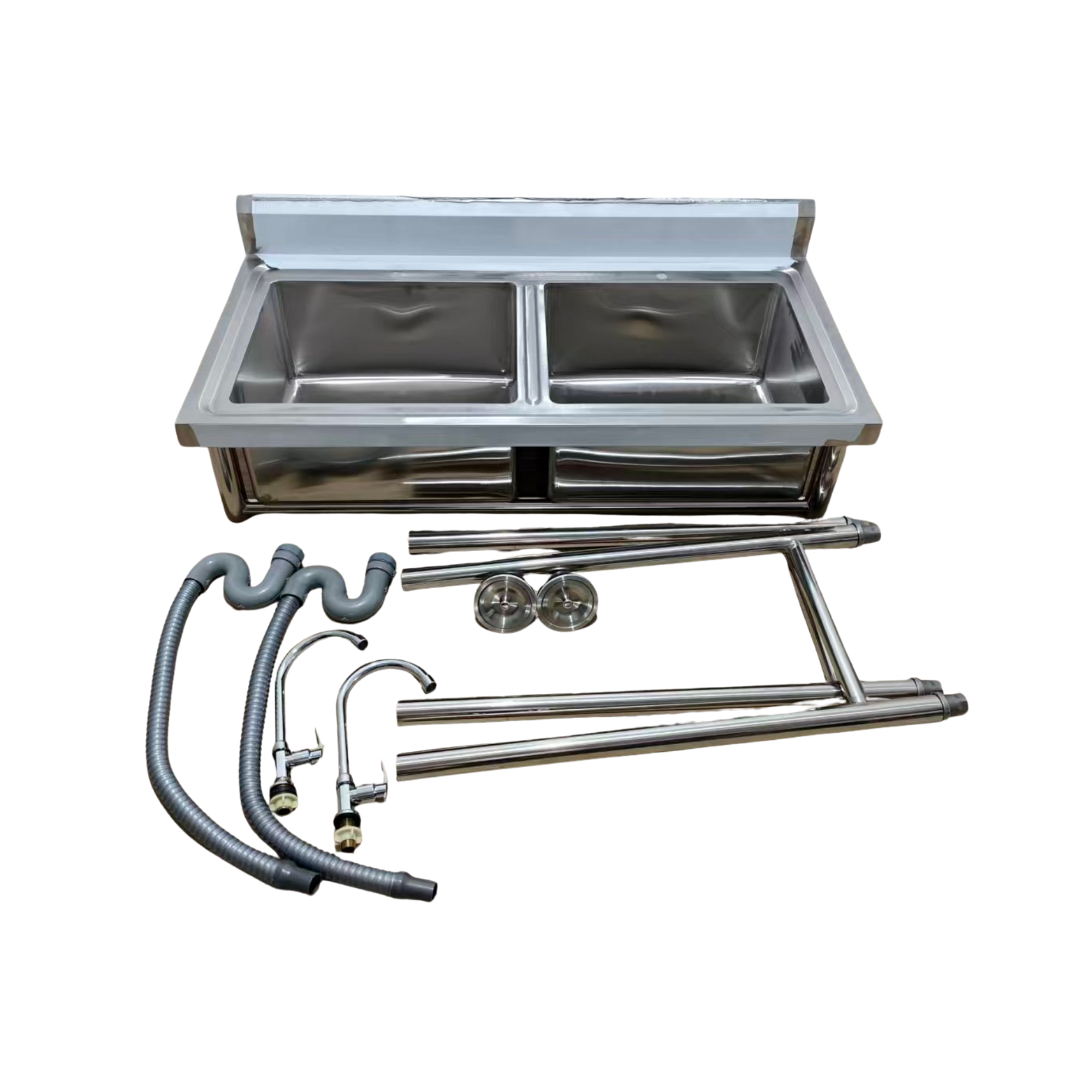 Lavafondo Doble Acero Inoxidable 120x60 cm-2