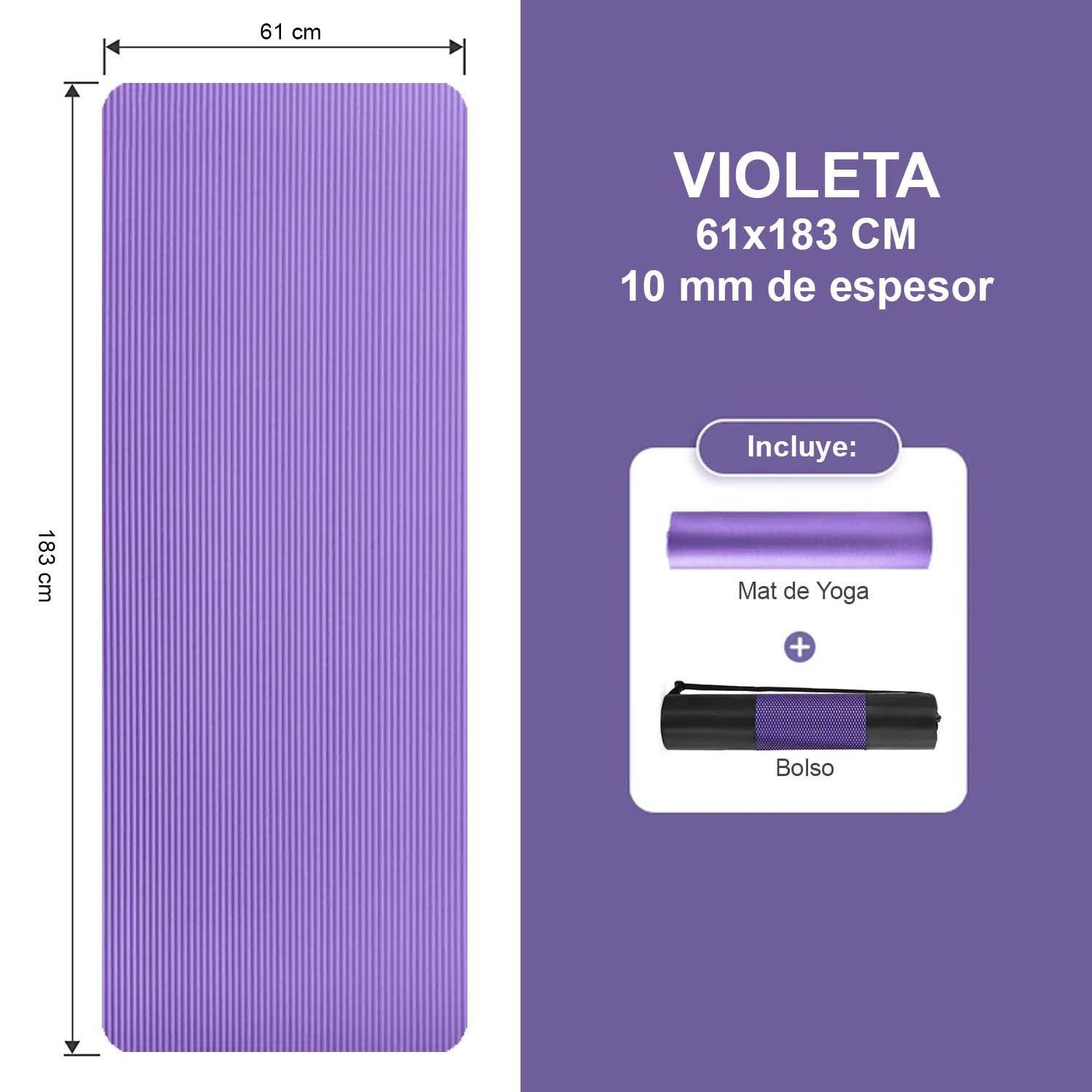 Mat Yoga 10mm 183x61 Cm Con Bolso - Morado-3