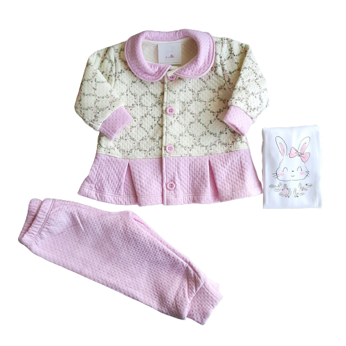 Conjunto Bibi Rosado 100% Algodón Jackard-0