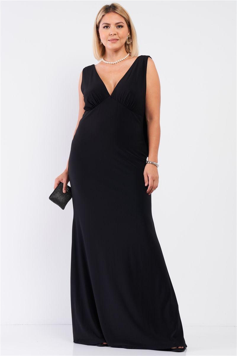 Vestido largo con cuello V y espalda drapeada PV205-0