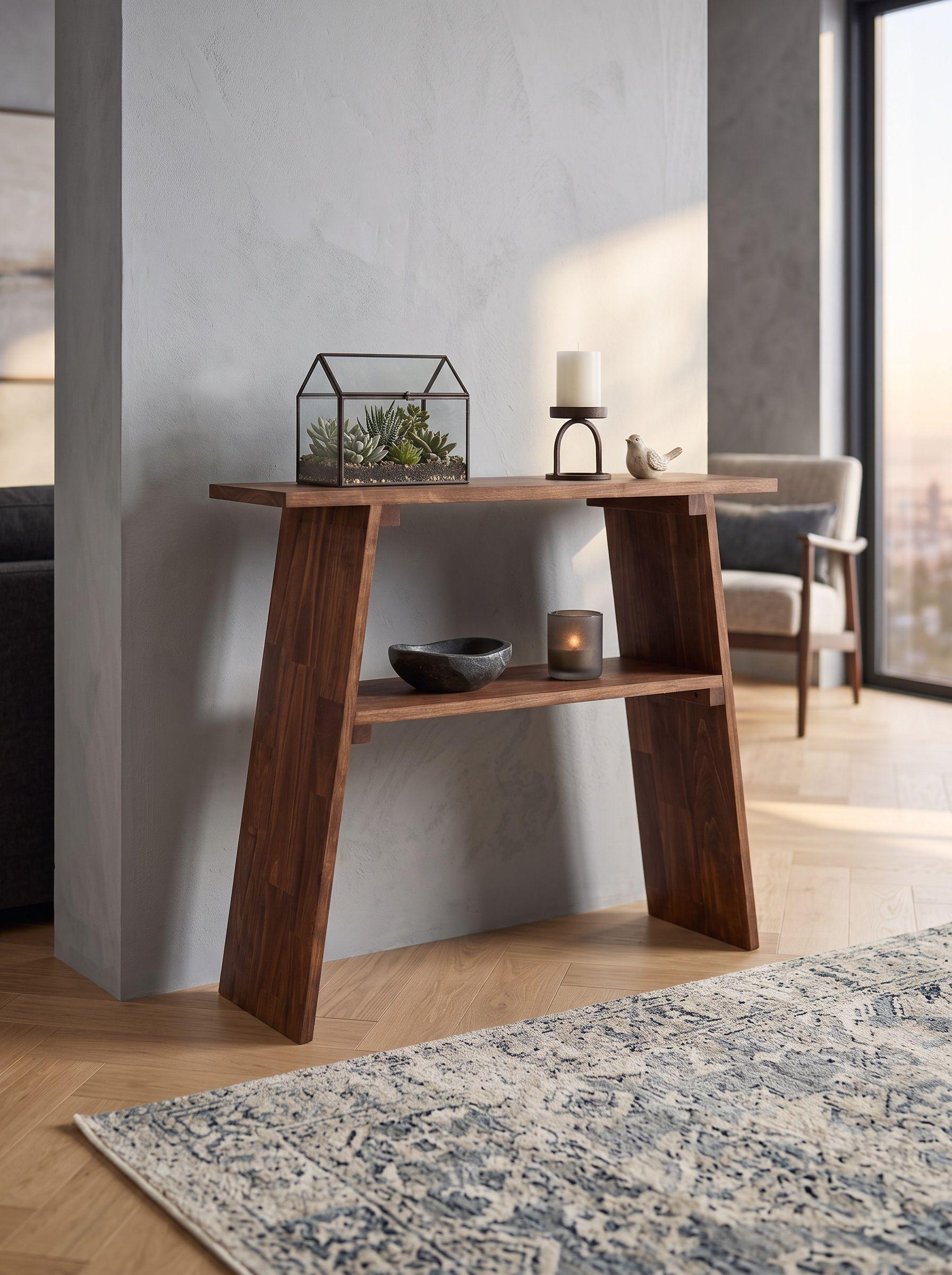 Mesa Arrimo recibidor Auxiliar de Madera Natural 80X80X24cm mod Mochito Mini marca GUMON-2