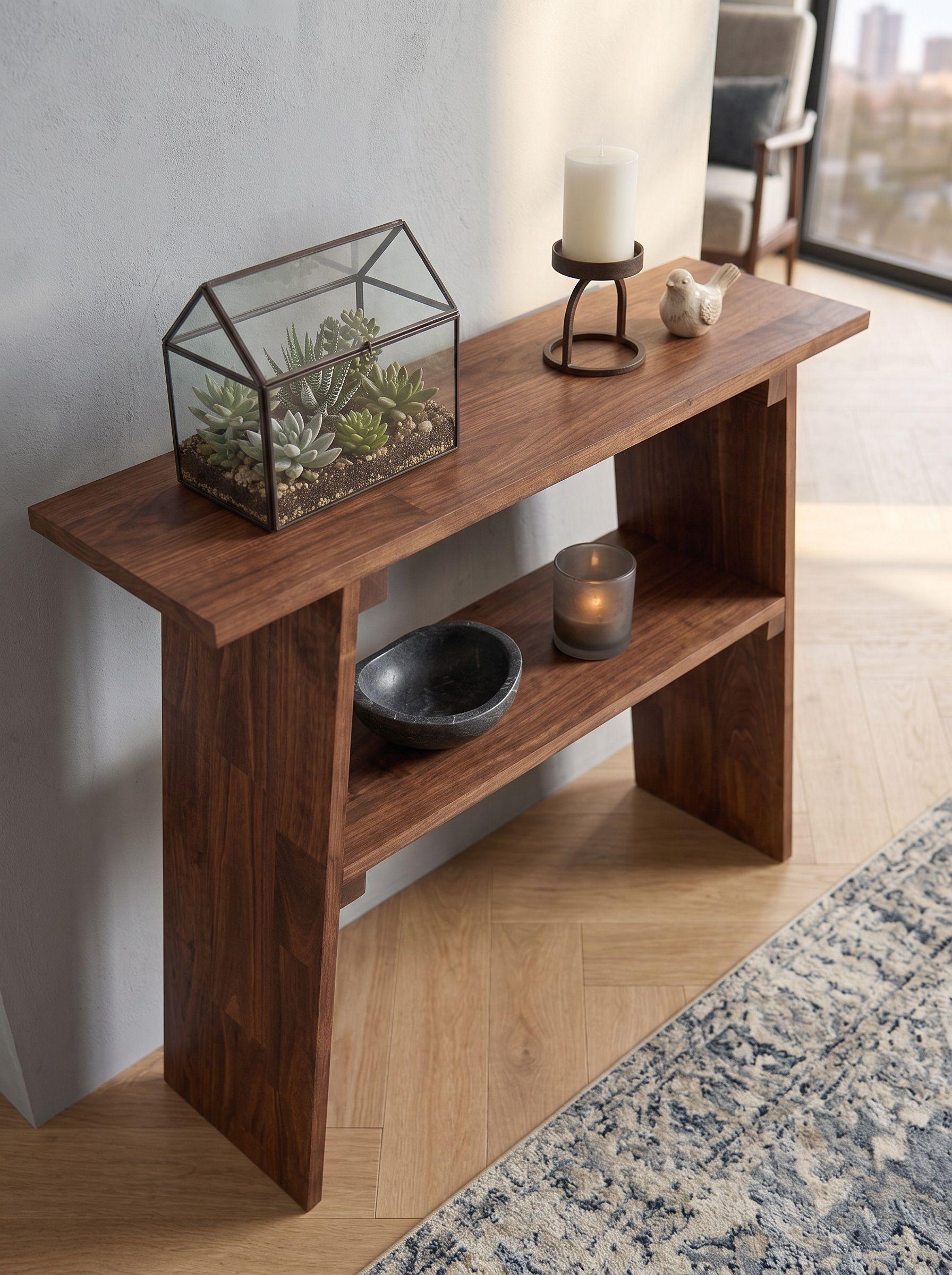 Mesa Arrimo recibidor Auxiliar de Madera Natural 80X80X24cm mod Mochito Mini marca GUMON-3