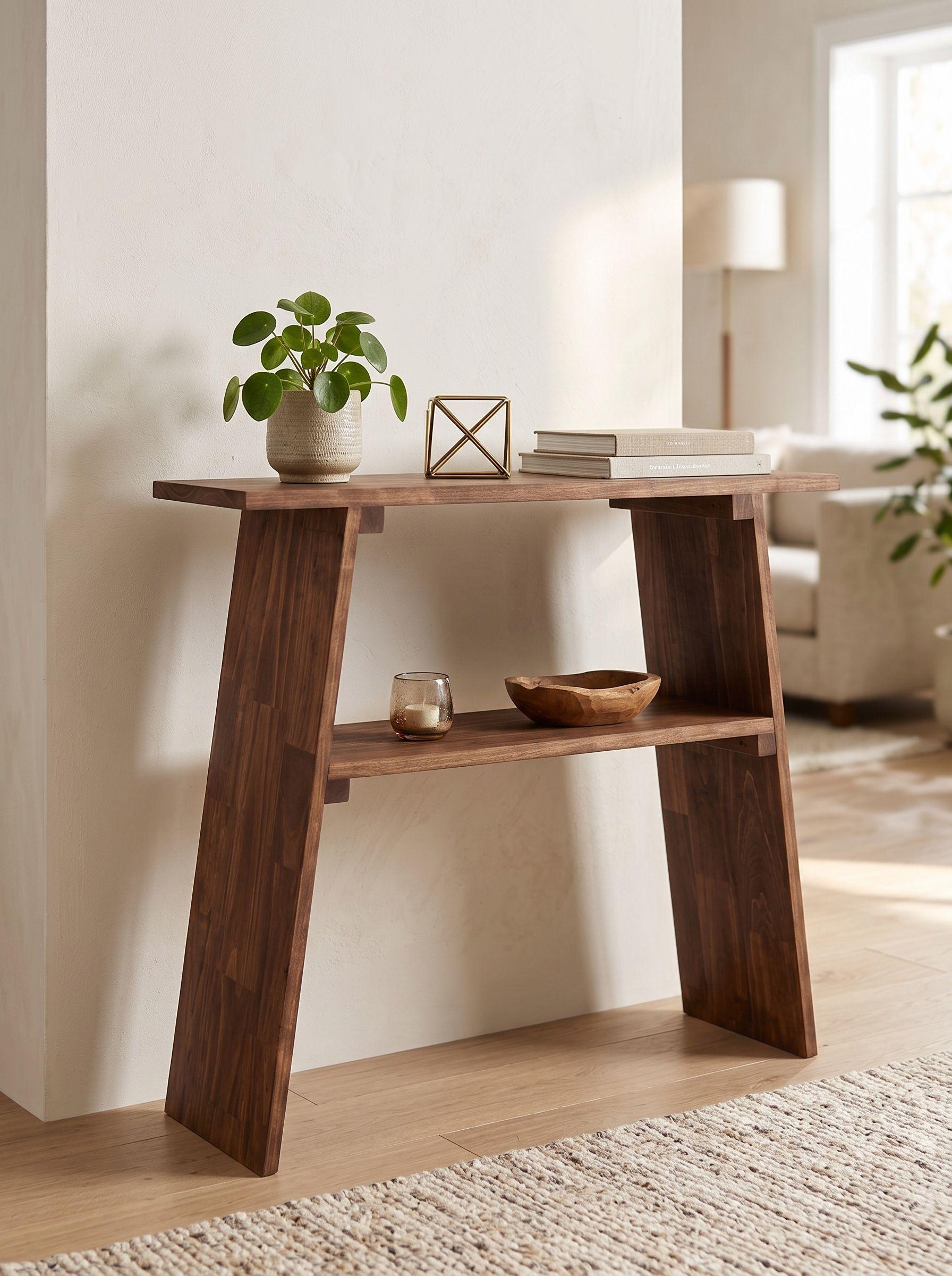 Mesa Arrimo recibidor Auxiliar de Madera Natural 80X80X24cm mod Mochito Mini marca GUMON-4