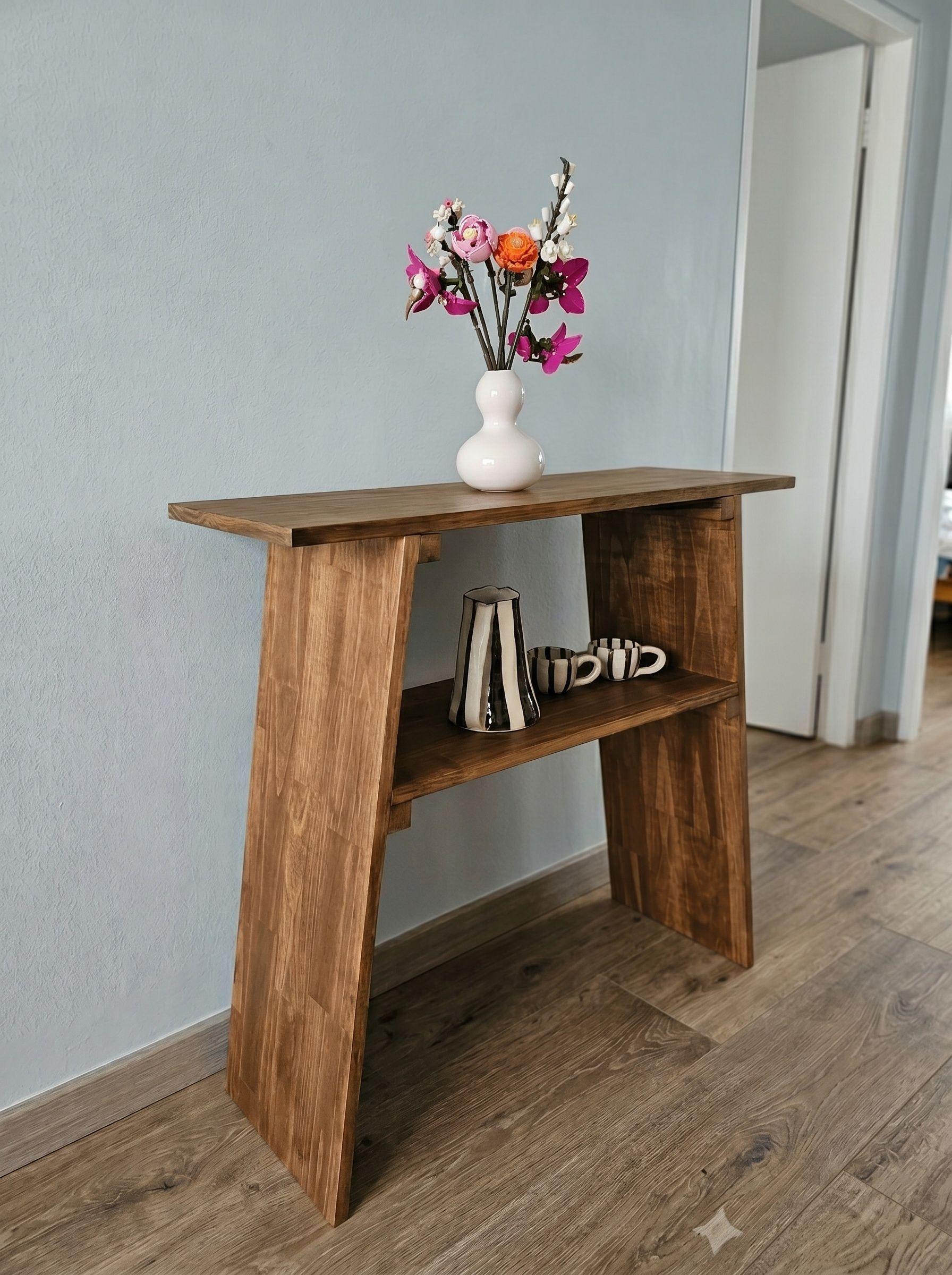 Mesa Arrimo recibidor Auxiliar de Madera Natural 80X80X24cm mod Mochito Mini marca GUMON-6