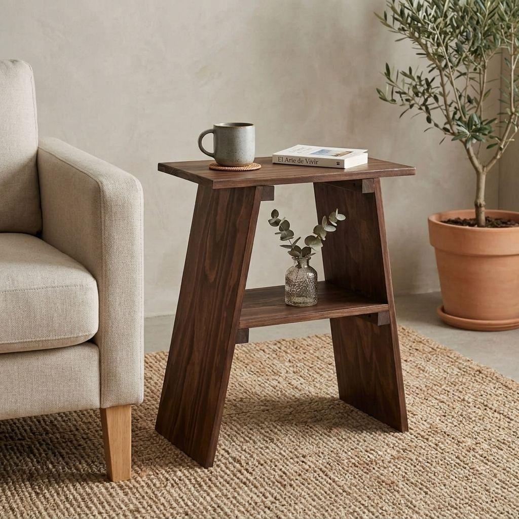 Mesa lateral auxiliar de madera natural 50x60 cm mod Murta marca GUMON-2