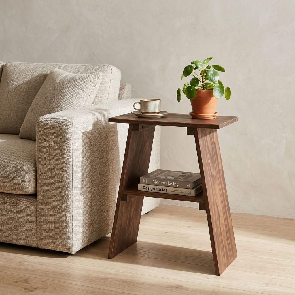 Mesa lateral auxiliar de madera natural 50x60 cm mod Murta marca GUMON-0