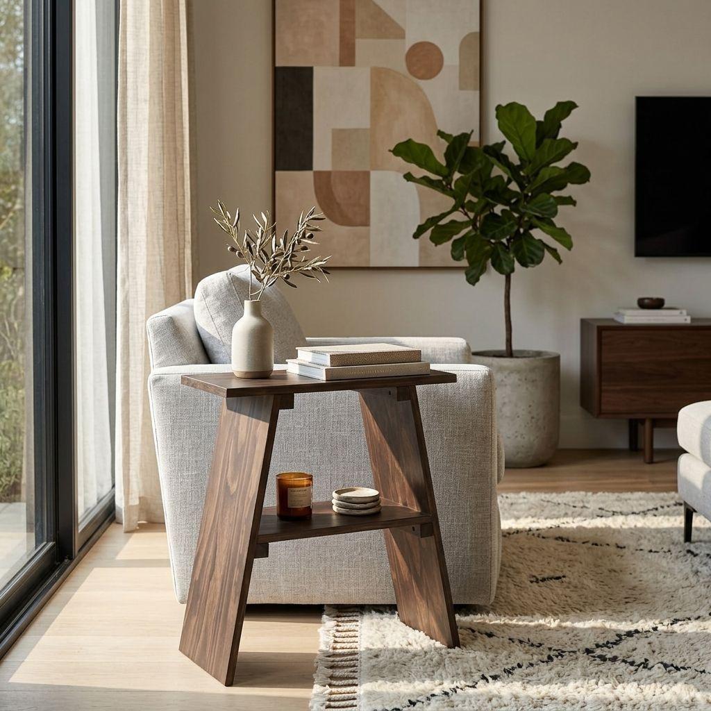 Mesa lateral auxiliar de madera natural 50x60 cm mod Murta marca GUMON-3