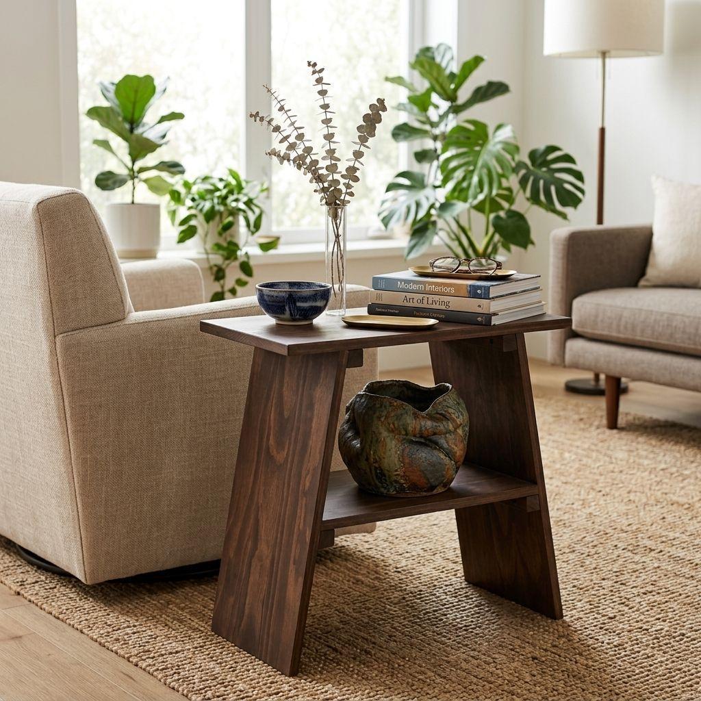 Mesa lateral auxiliar de madera natural 50x60 cm mod Murta marca GUMON-5