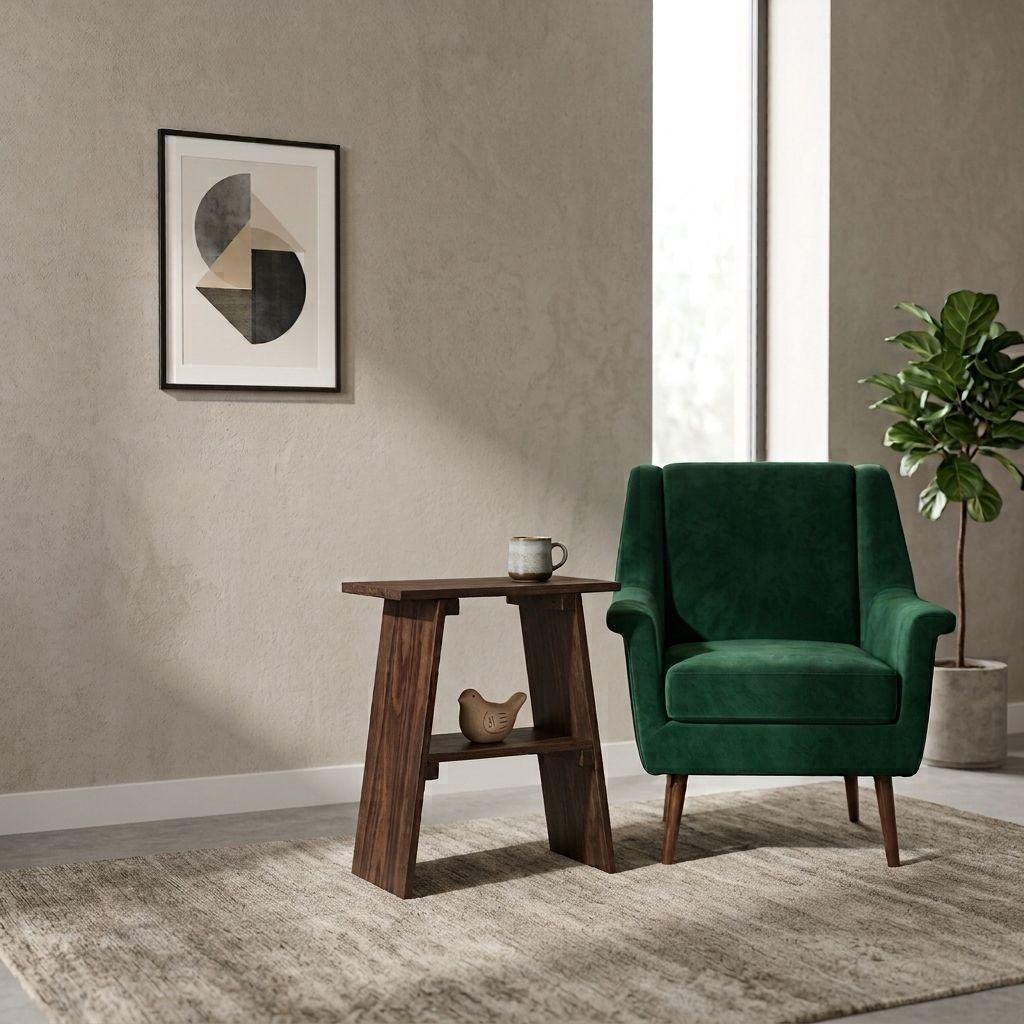 Mesa lateral auxiliar de madera natural 50x60 cm mod Murta marca GUMON-8