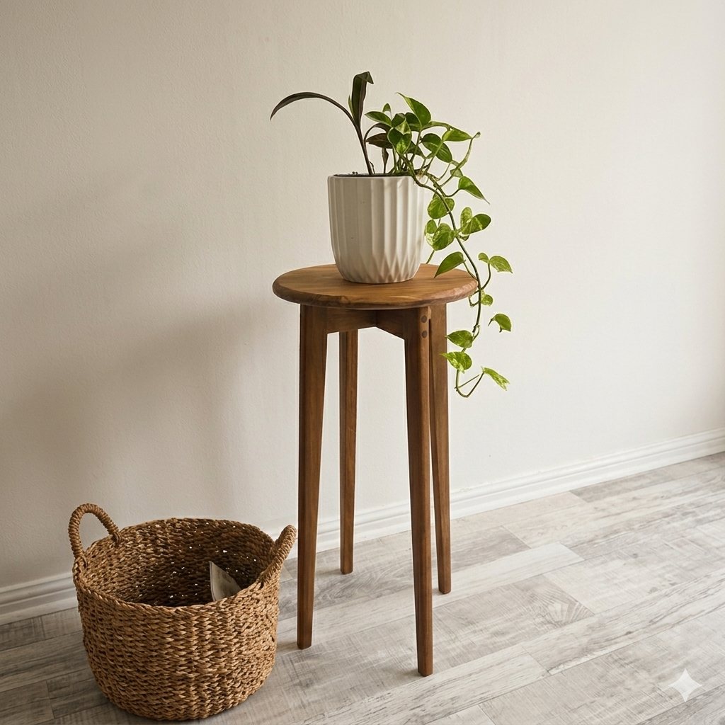 Mesa Lateral Auxiliar Velador Madera Natural 60x30cm color Roble modelo Olivia marca GUMON-0