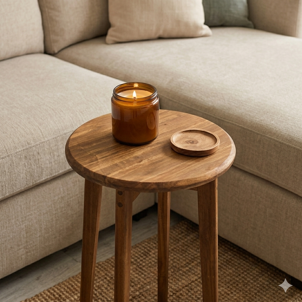 Mesa Lateral Auxiliar Velador Madera Natural 60x30cm color Roble modelo Olivia marca GUMON-6