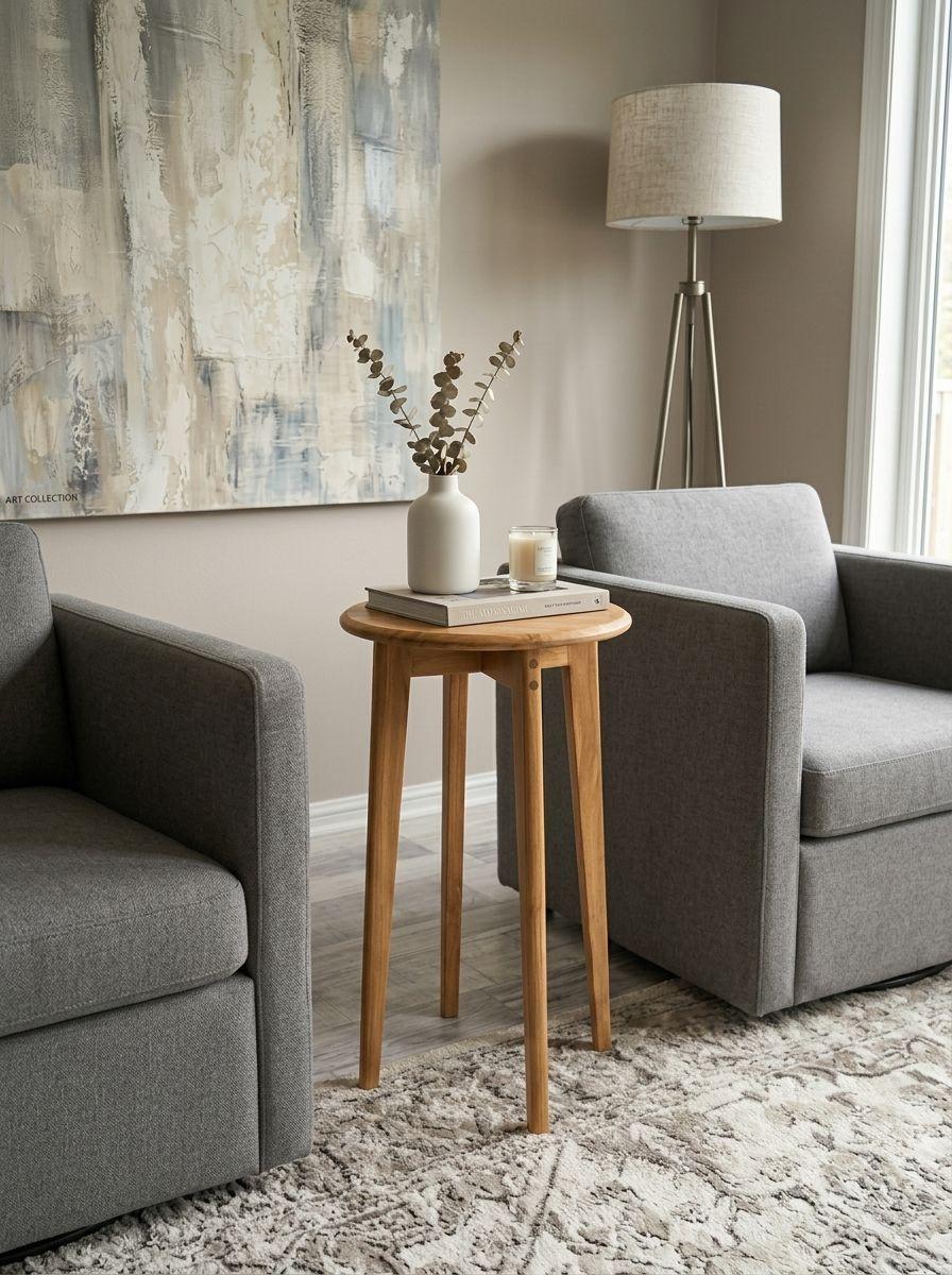 Mesa Lateral Auxiliar Velador Madera Natural 60x30cm color Roble modelo Olivia marca GUMON-3