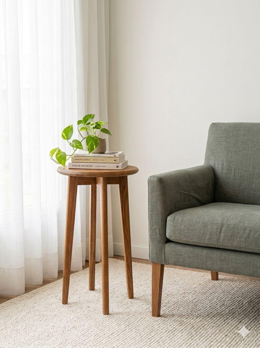 Mesa Lateral Auxiliar Velador Madera Natural 60x30cm color Roble modelo Olivia marca GUMON-4