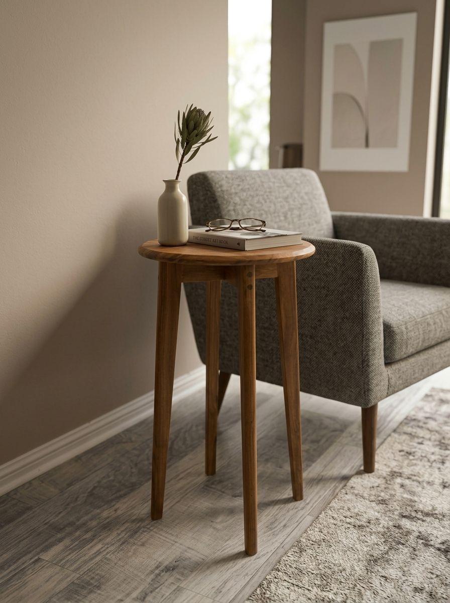 Mesa Lateral Auxiliar Velador Madera Natural 60x30cm color Roble modelo Olivia marca GUMON-5
