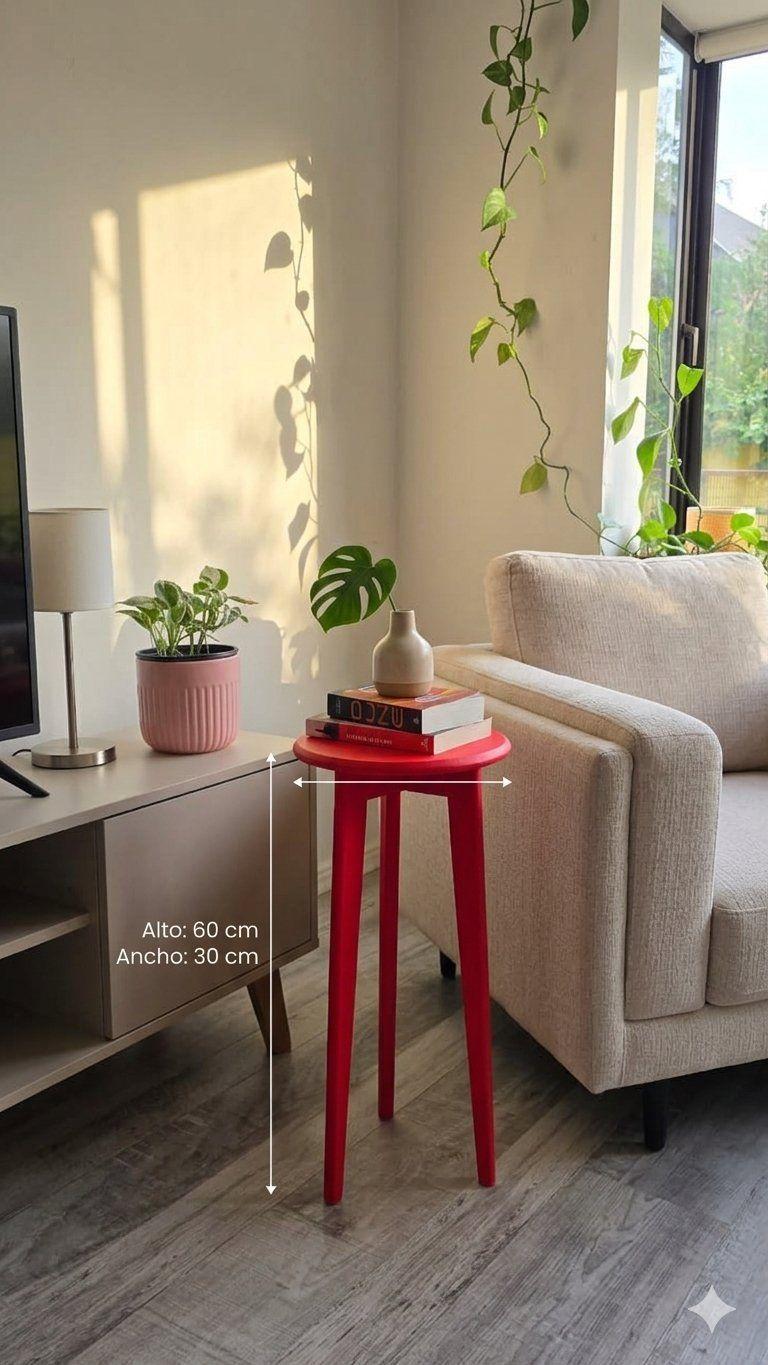Mesa Lateral Auxiliar Velador Madera Natural 60x30cm colores modelo Olivia-3