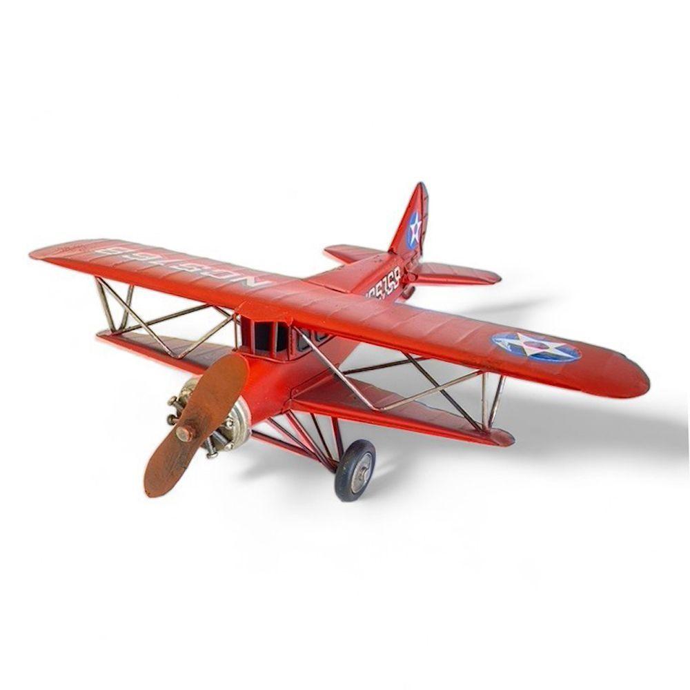 Avión A Escala, Biplano De Colección, Decoración Vintage-1