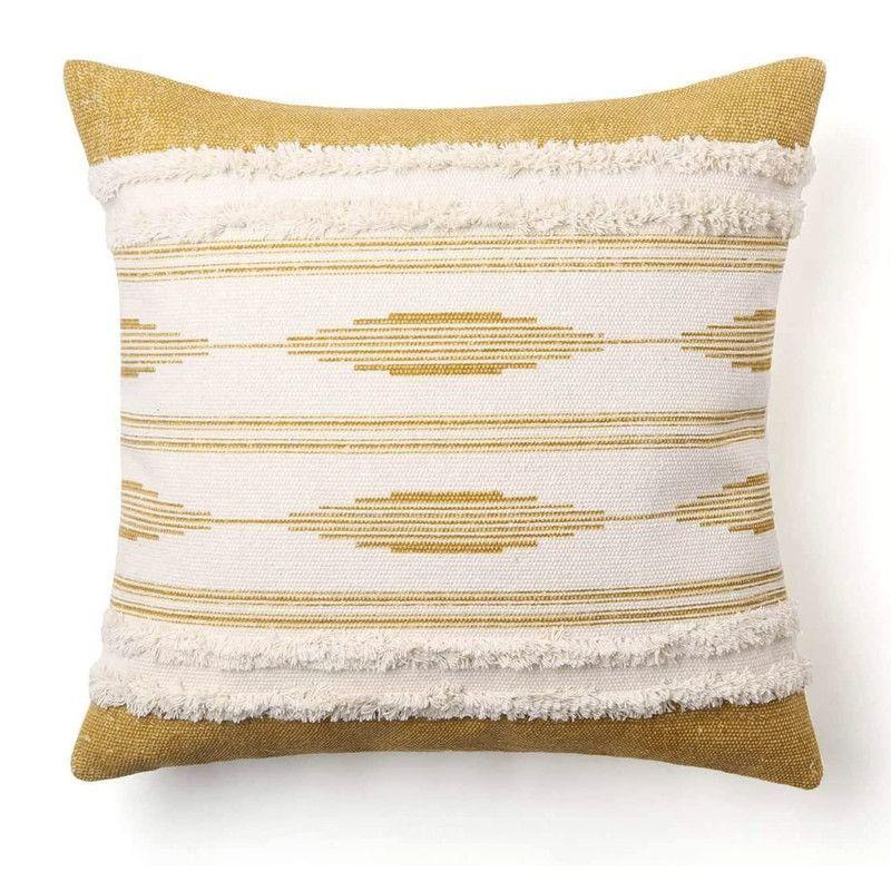Cojin Boho Nordico Decorativo Ocre + Relleno.-0
