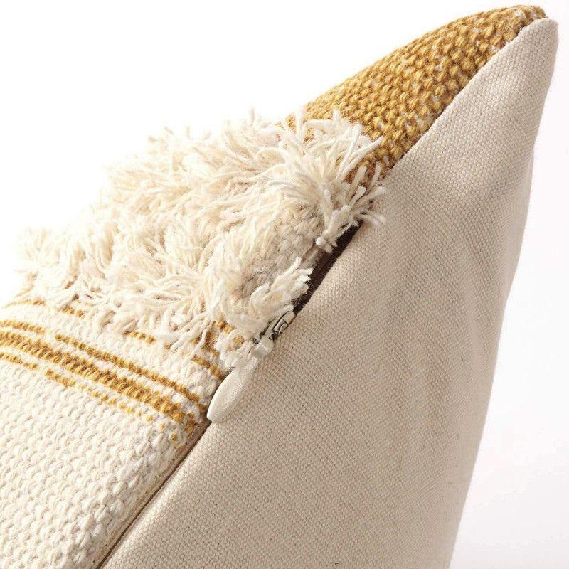 Cojin Boho Nordico Decorativo Ocre + Relleno.-1