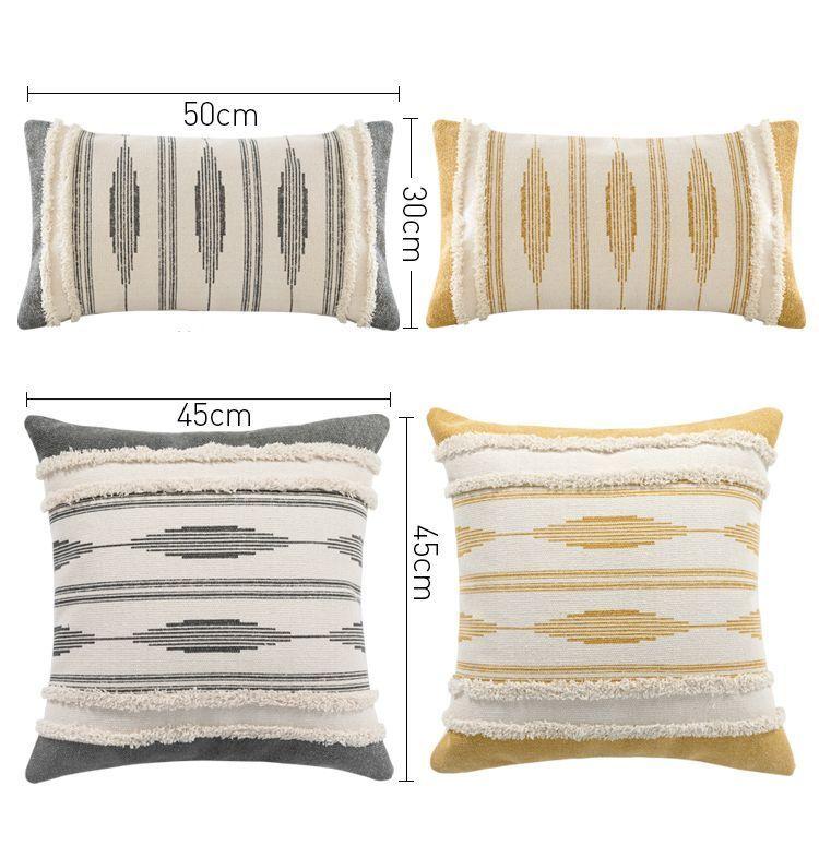 Cojin Boho Nordico Decorativo Ocre + Relleno.-4