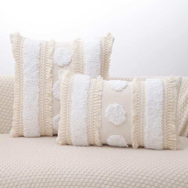 Cojin Boho Decorativo Beige Incluye Relleno.-2