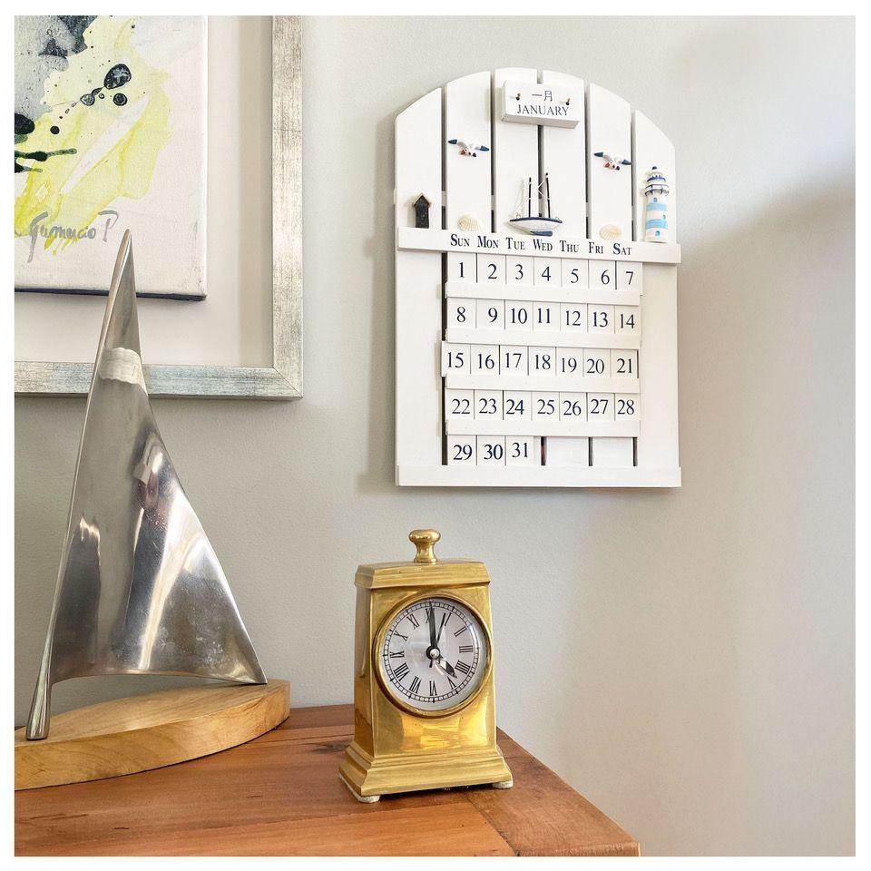 Decoración Náutica, Calendario Perpétuo, Marino, En Madera-4