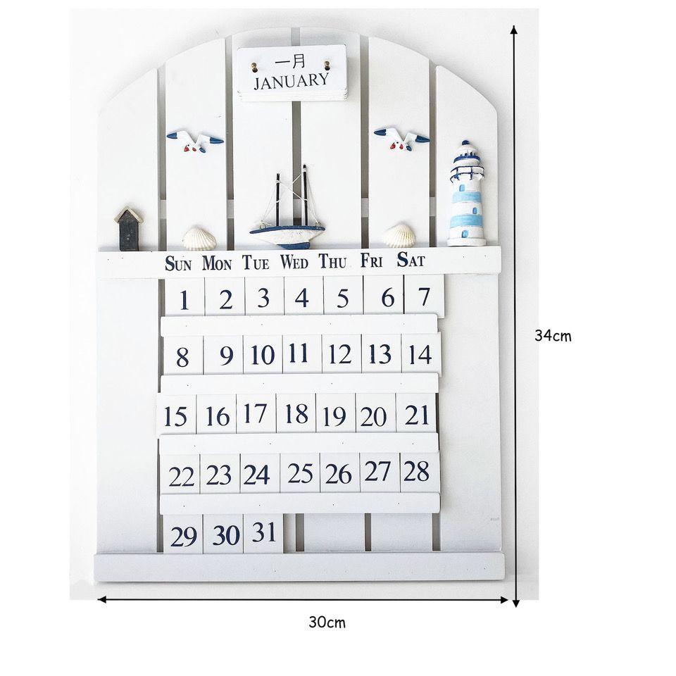 Decoración Náutica, Calendario Perpétuo, Marino, En Madera-5