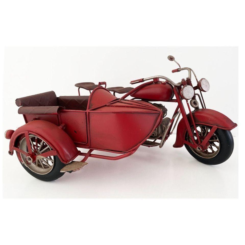 Moto A Escala Con Sidecar, Decoración Vintage En Fierro Xl-0
