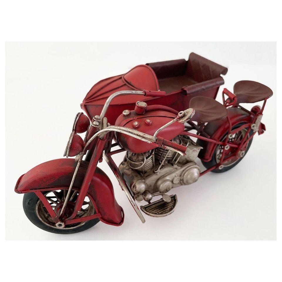 Moto A Escala Con Sidecar, Decoración Vintage En Fierro Xl-1