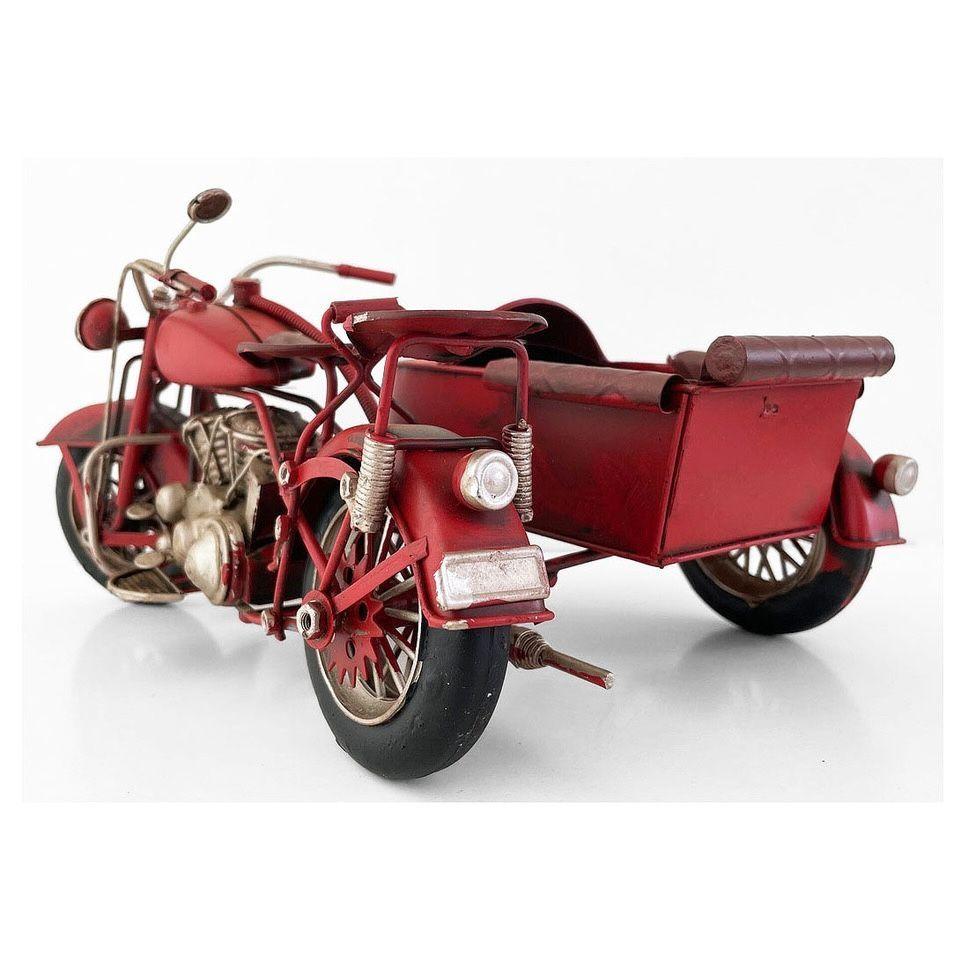 Moto A Escala Con Sidecar, Decoración Vintage En Fierro Xl-3