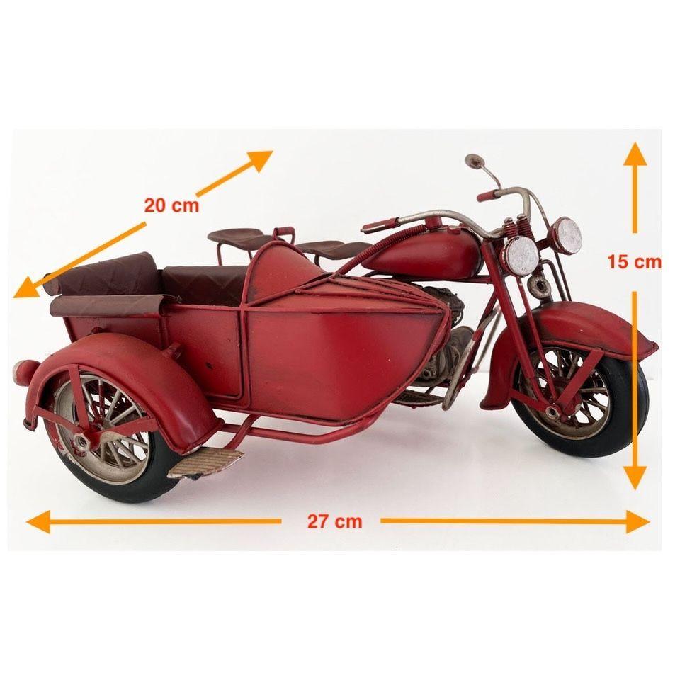 Moto A Escala Con Sidecar, Decoración Vintage En Fierro Xl-5