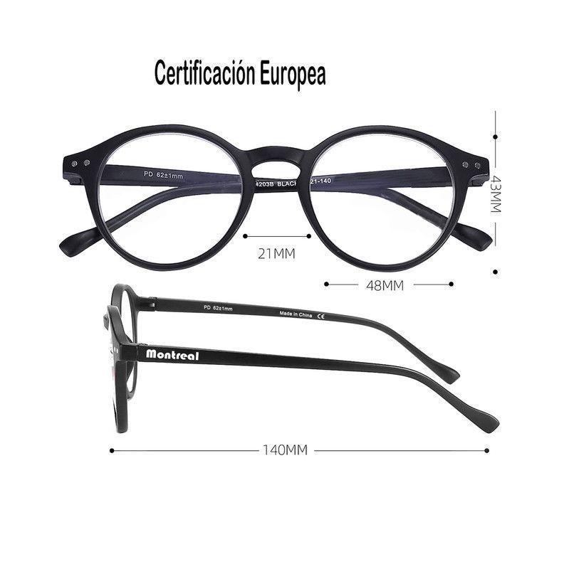 Lentes opticos Graduación +4.0, Anteojos lectura, con aumento para presbicia.-5