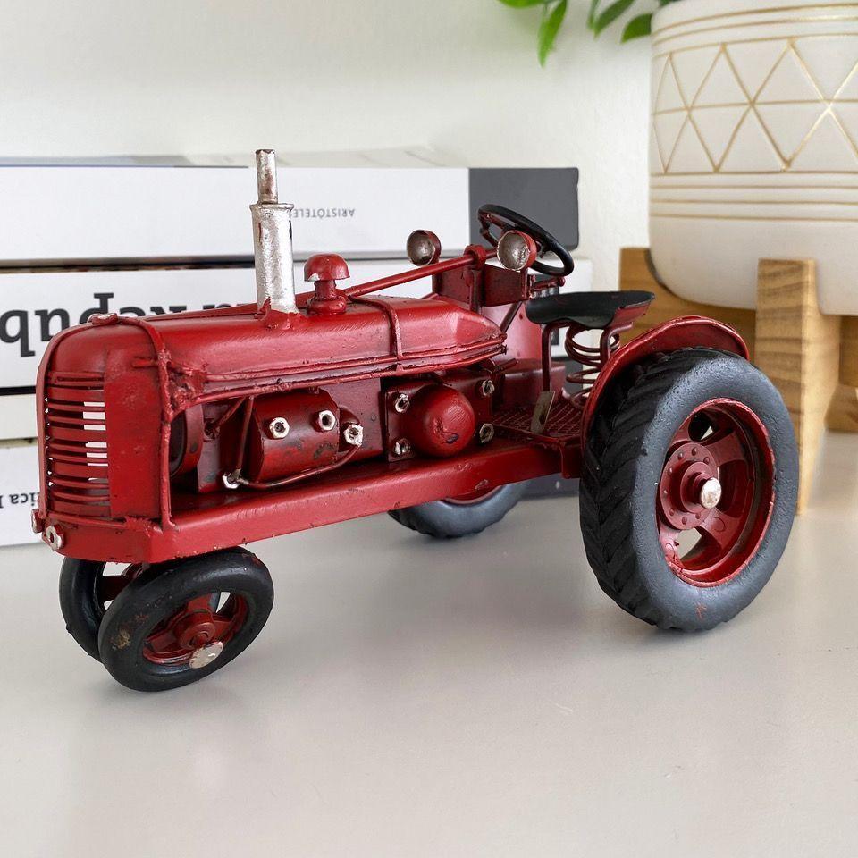 Tractor Agrícola A Escala, Decoración Vintage En Fierro-4