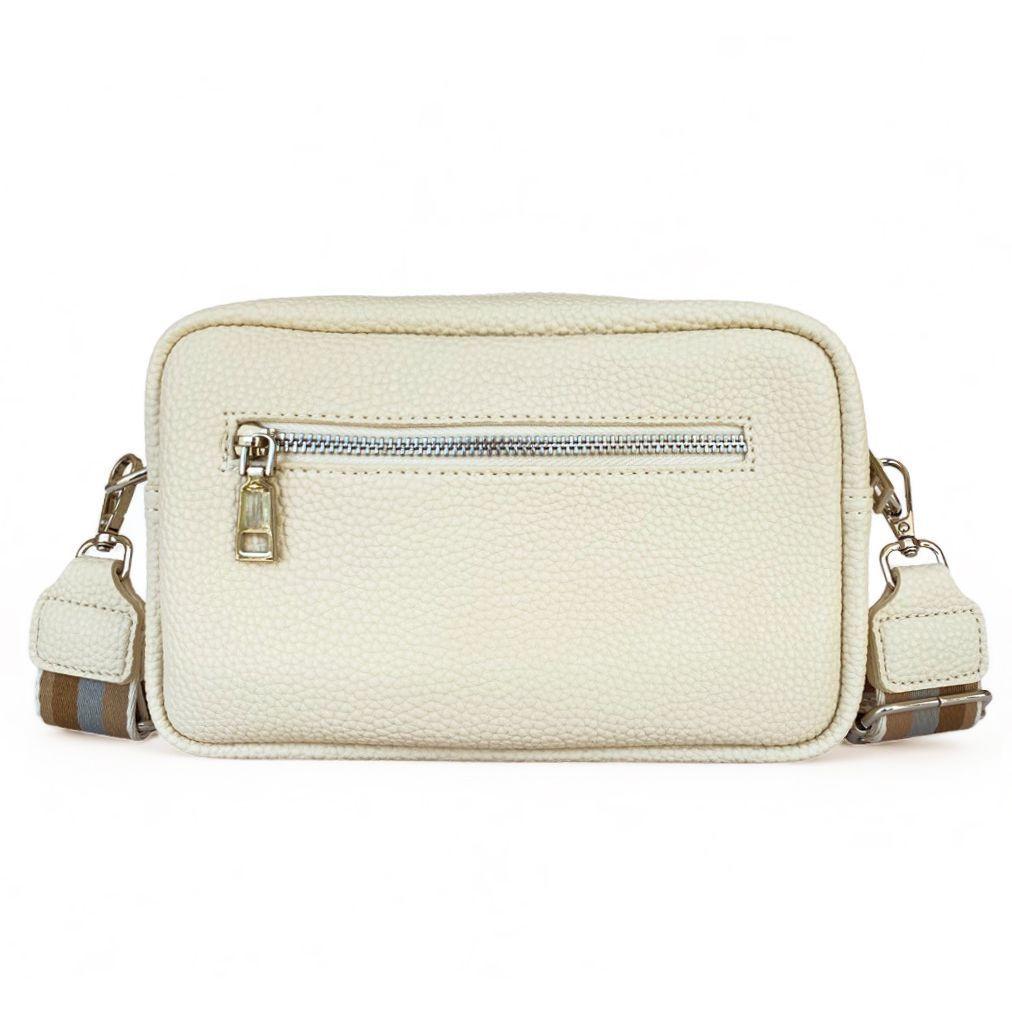 Bandolera, Cartera Cuero Sintético, Crossbody con Strap Rayado.-3