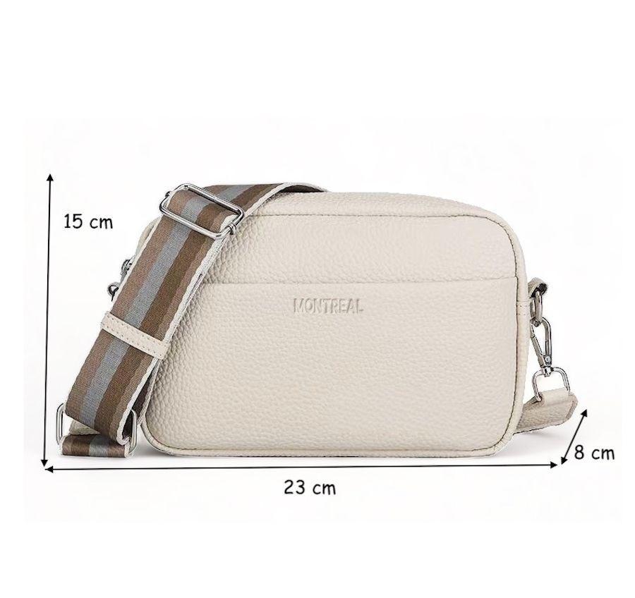Bandolera, Cartera Cuero Sintético, Crossbody con Strap Rayado.-6