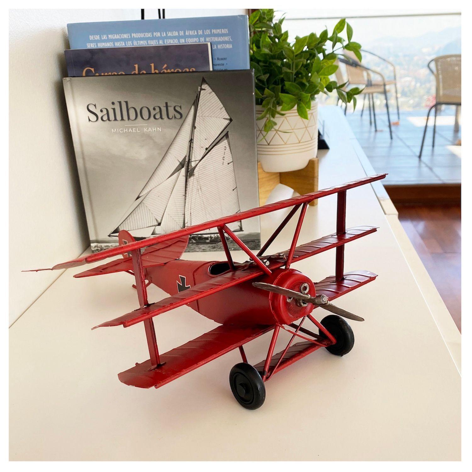 Avión A Escala, Aviones de Colección Triplano Rojo, Decoración Vintage. -5