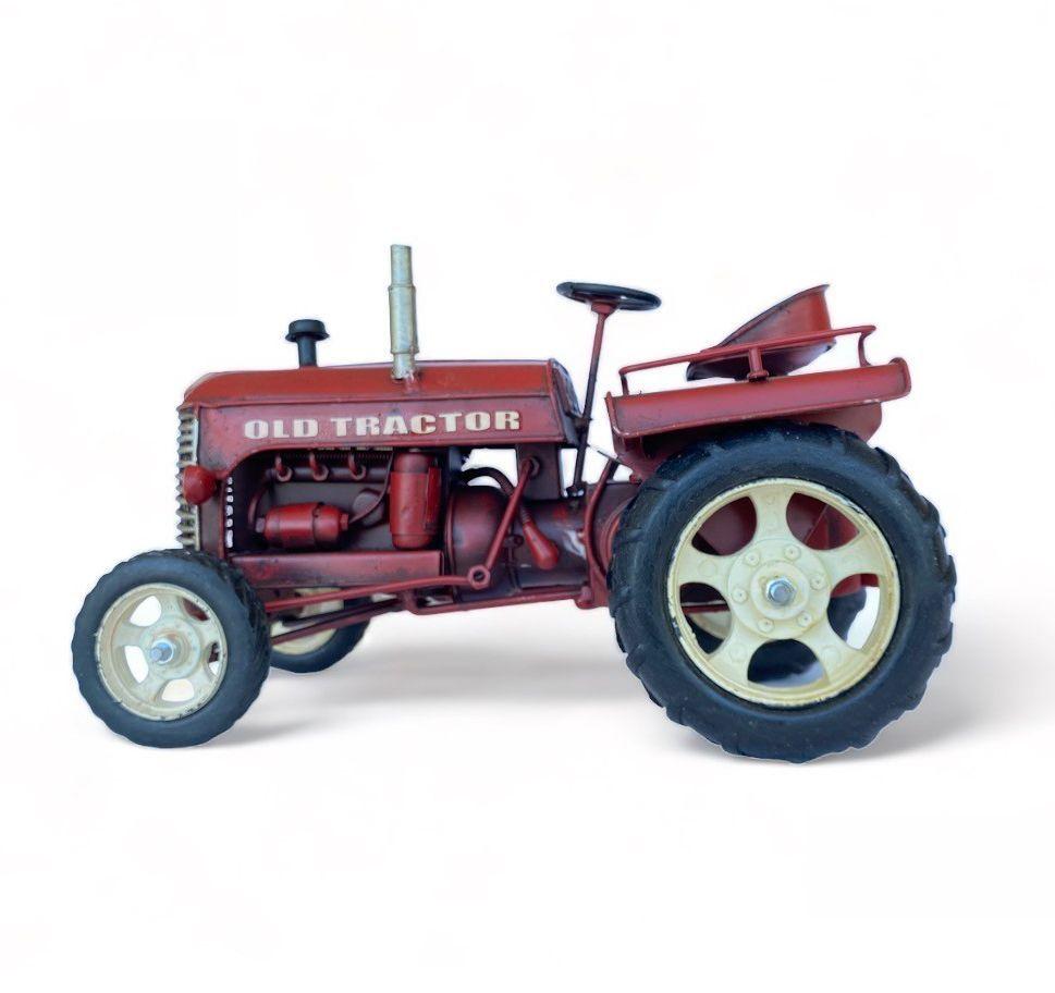 Tractor A Escala, de Colección, Decoración Vintage En Fierro.-2