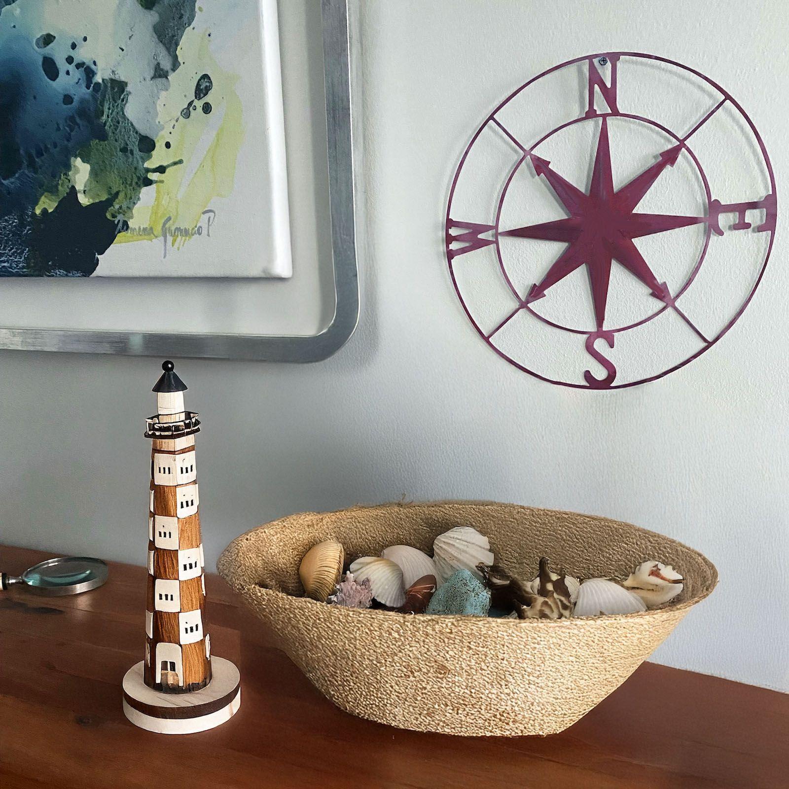 Decoración Náutica Marina Rosa De Los Vientos En Metal 30cm -2