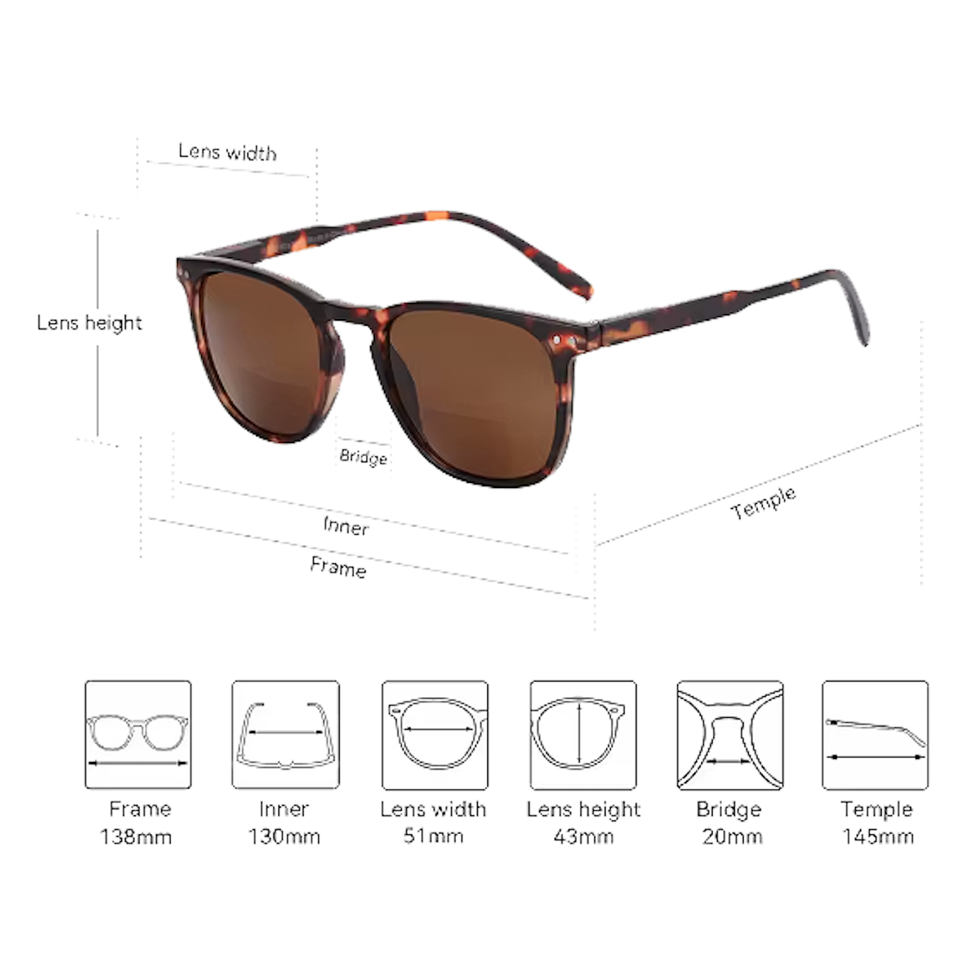 Lentes de Sol con aumento + 3.0 Bifocales Uv400 Gafas Con Graduación-7
