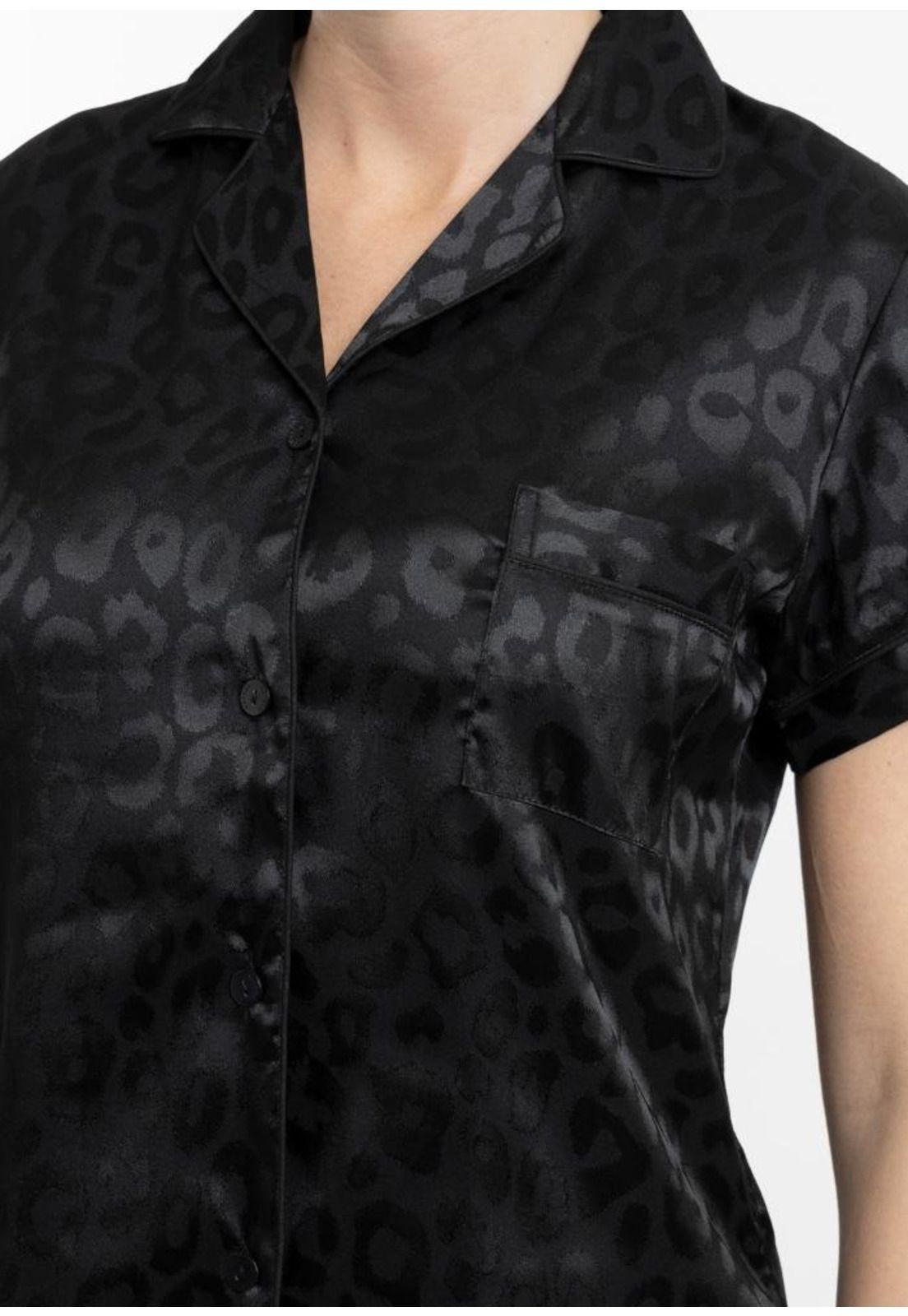 Pijama Largo Abotonado Satin Mujer Kayser  70.1144M-NEG-2
