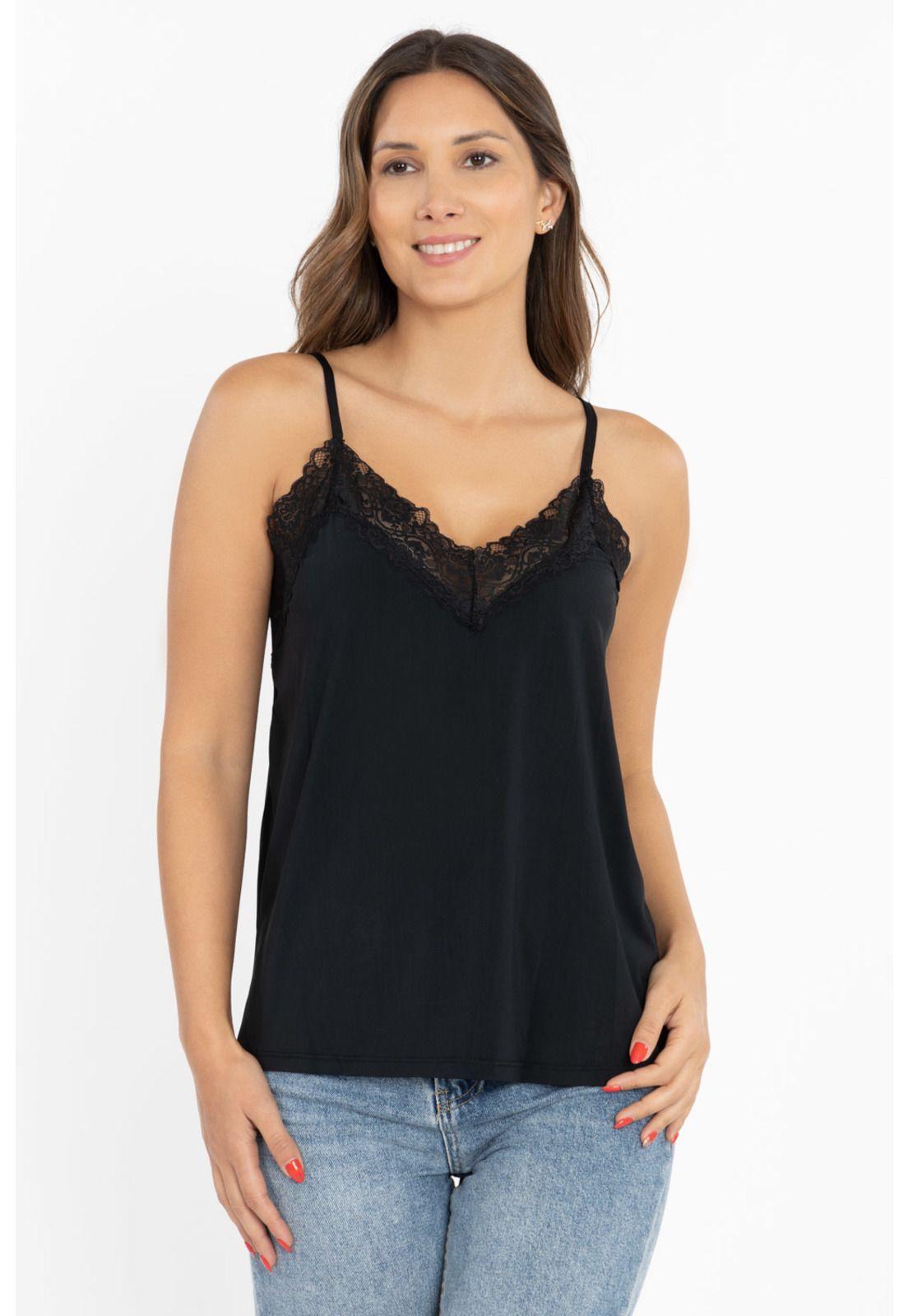 Polera microfibra y encaje 6008-NEG Kayser-0