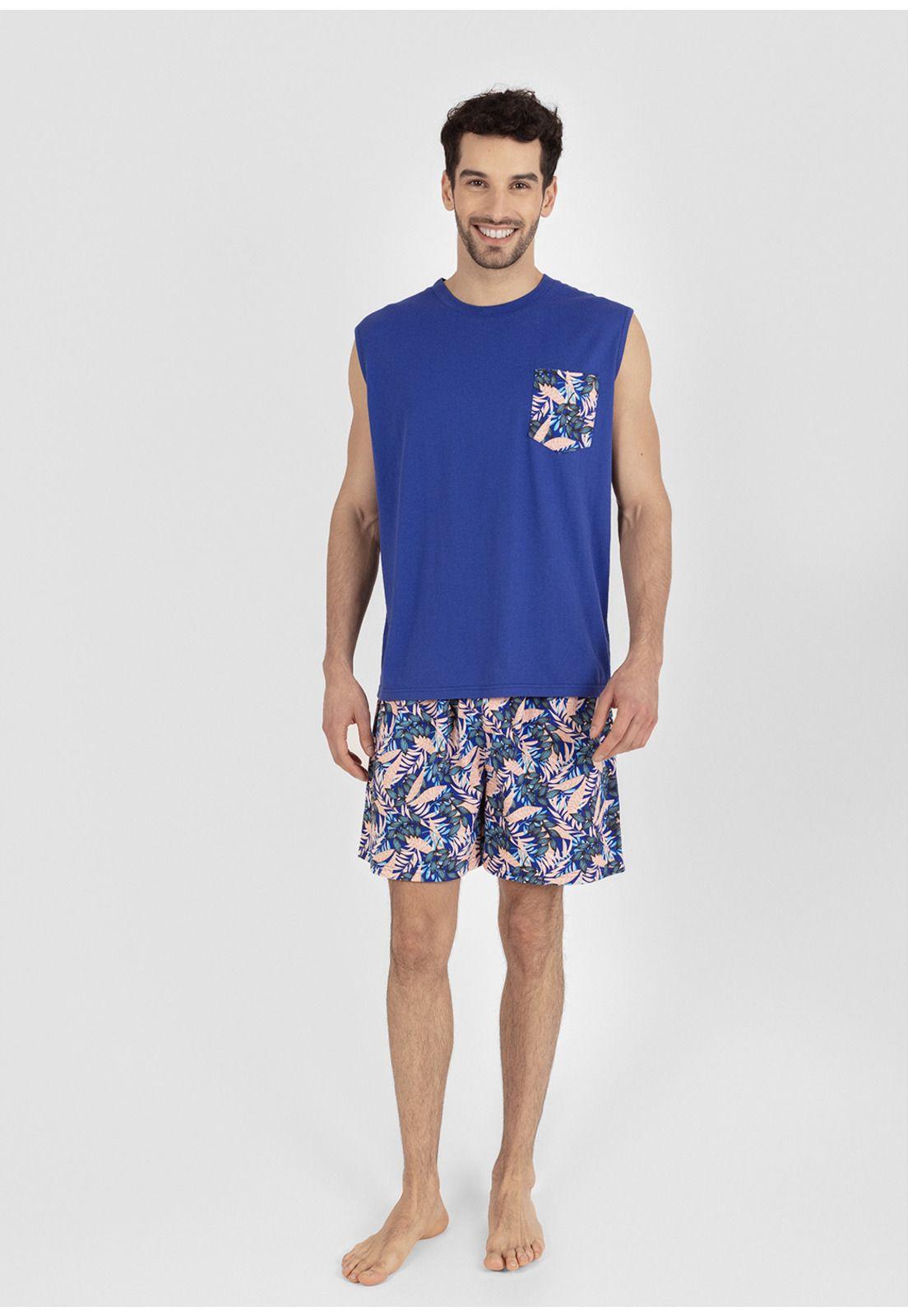 Pijama short algodón 77.774-AZU KAYSER-0